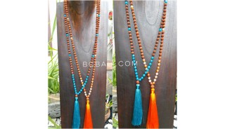 4color radraksha beads tassels necklace with glass beads
